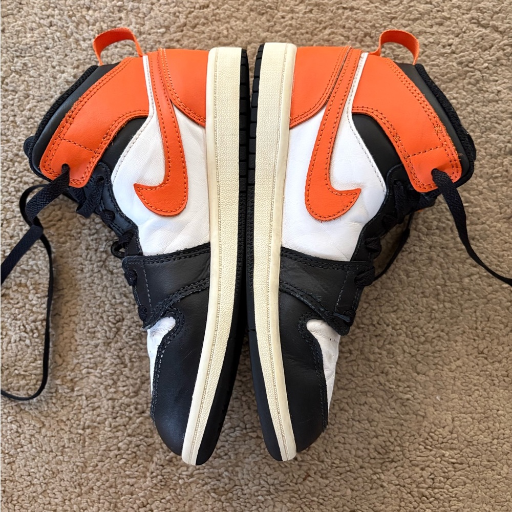 Nike Orange/Black/White Air Jordan 1 Mid Sneakers